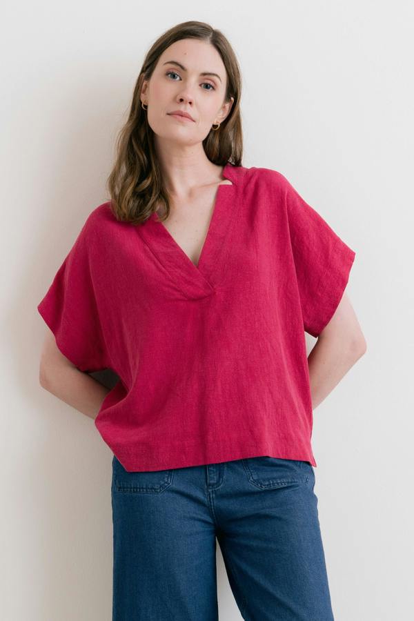 Lily & Me Orchard Linen Blend Shell Top Boysenberry