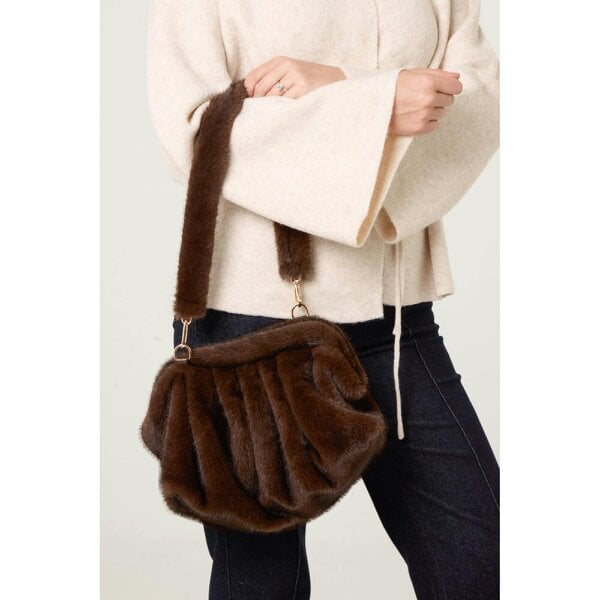 Blue Vanilla Detachable Strap Faux Fur Bag