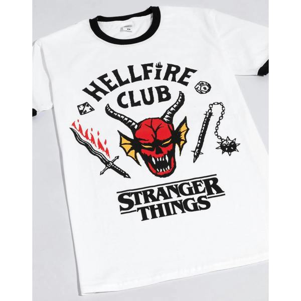 Stranger Things Unisex Adult Hellfire Club T-Shirt - White/Black - 