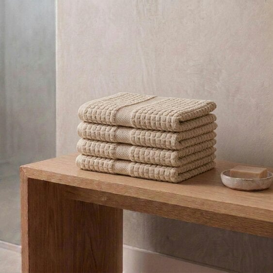 Vision V520 - 4 Pack 100% Cotton Face Cloths - Ecru - Face Cloths - 100% Cotton