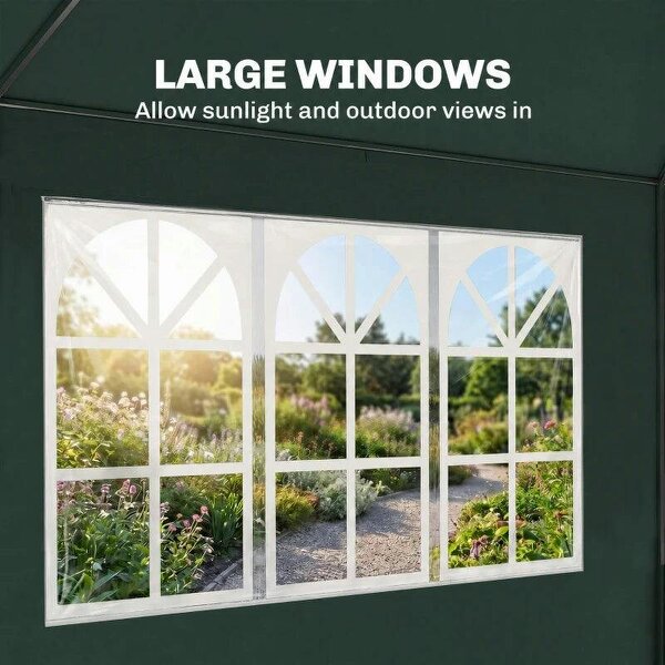 6x3 m Party Tent Gazebo Marquee Outdoor Patio Canopy Shelter with Windows and Side Panels, Green