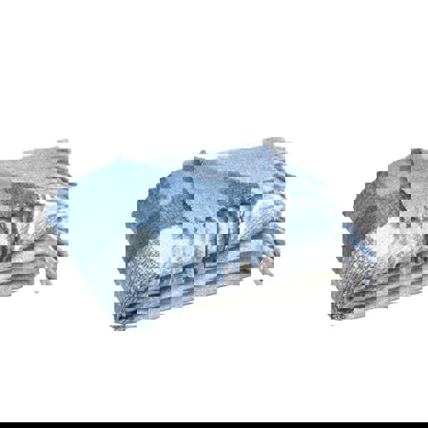 Catherine Lansfield Faux Mohair Check Blanket Throw Blue