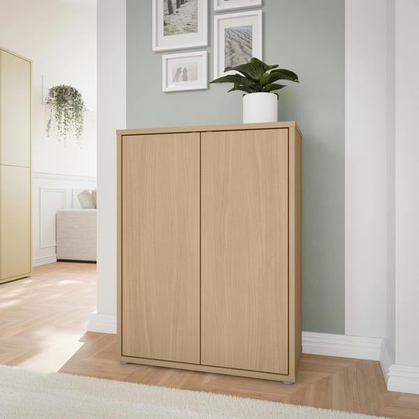 Furniture To Go Alice Springs Shoe Cabinet with 2 Doors Push-to-Open in Elegancia Oak