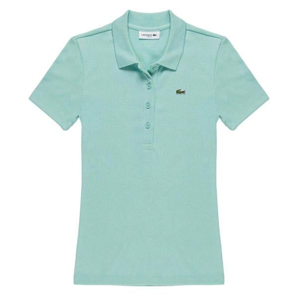 Lacoste Womens/Ladies L.12.D Ribbed Slim Polo Shirt - Mint - 