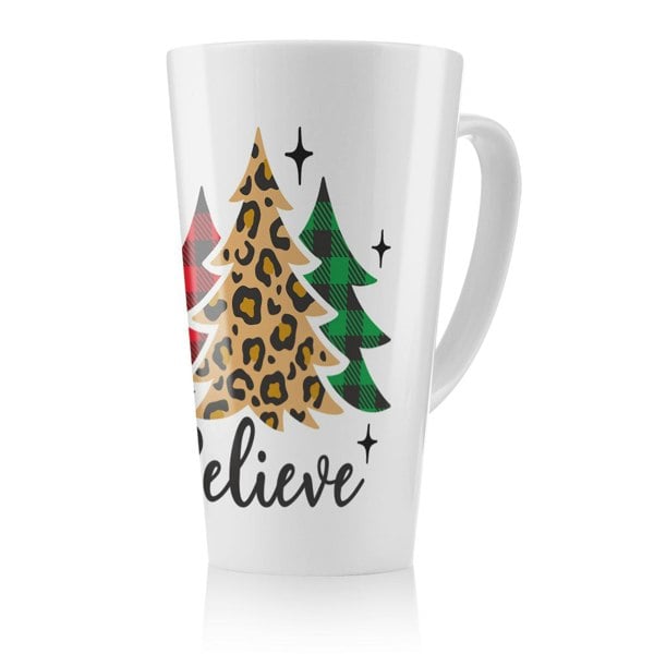 Benjamin Tate Design Christmas Trees With Leopard Print Dining Latte Mug