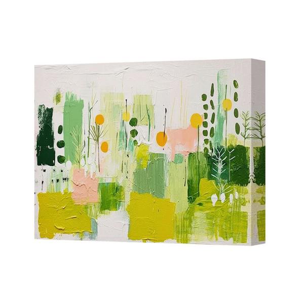 Benjamin Tate Design Abstract Green Yellow Landscape Canvas Wall Art Painting For Living Room