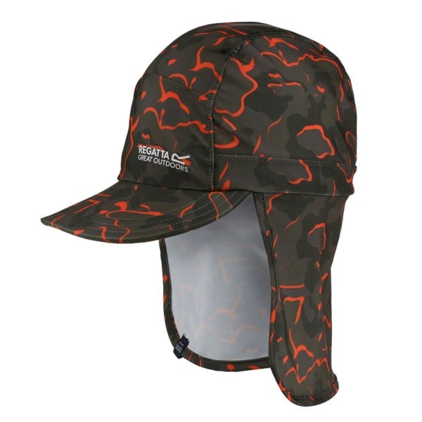 Regatta Great Outdoors Childrens/Kids Sun Protection Cap - Grape Leaf/Magma Orange Camo