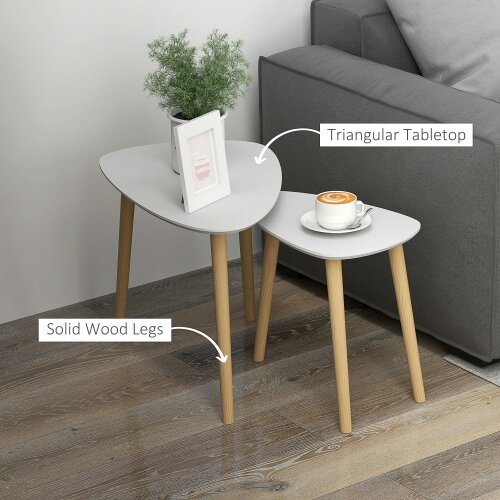Wyld Haus Keline  Set Of 2 Wood Light Grey Nesting Side Tables With Solid Wood Legs