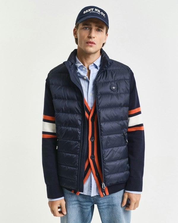 GANT Mens Light Down Padded Gilet - 433 Evening Blue