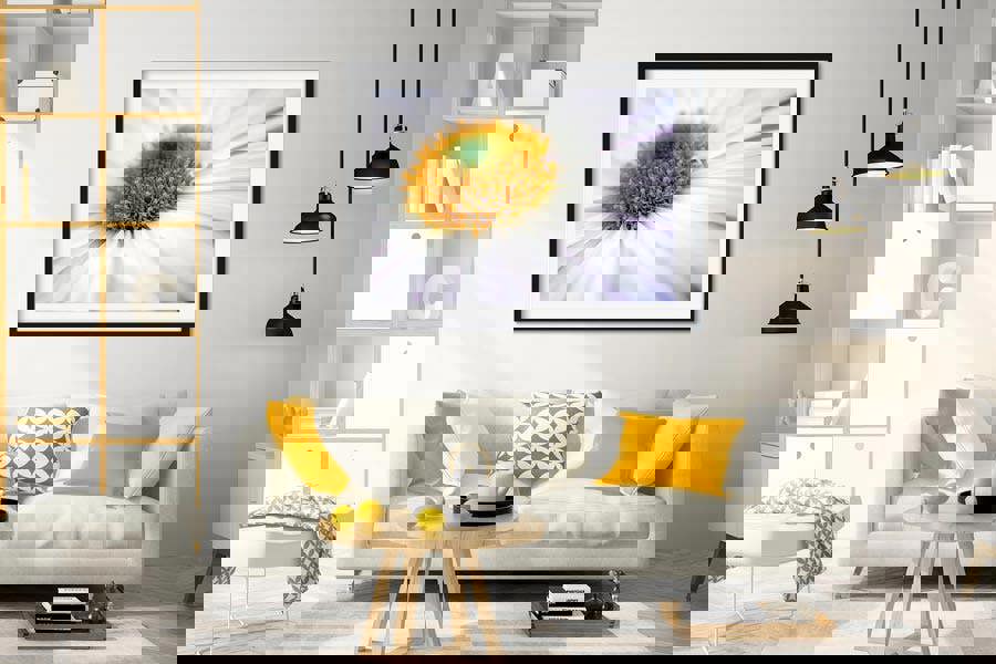 yellow themed flower art print