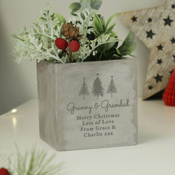 Personalised Memento Company Personalised Christmas Tree Concrete Planter