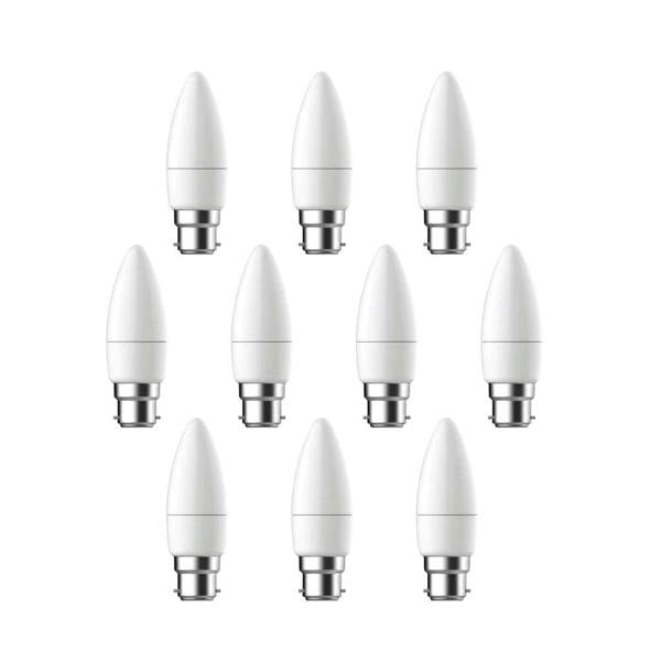 ENER-J Pack of 10 units, B22 LED Light Bulb, Warm White Candle Bulb C37, 35W Incandescent Equivalent, 3W 320lm Bayonet Lightbulb - 3000K