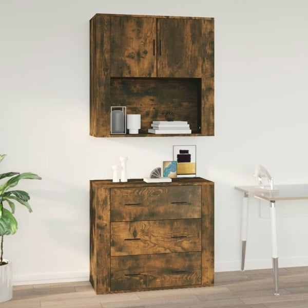Berkfield Wall Cabinet Smoked Oak 80x33x80 cm Engineered Wood