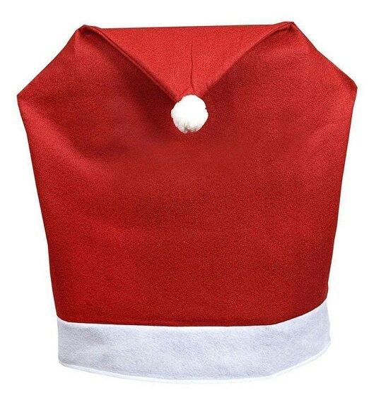 Shatchi 49cm Christmas Santa Hat Chair Covers, Red and White Felt Dining Seat Decorations, 100 Pack