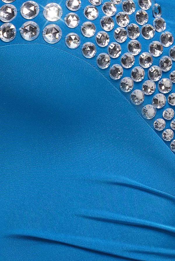 Strapless Embellished Rhinestone Mini Dress - Blue DR1697