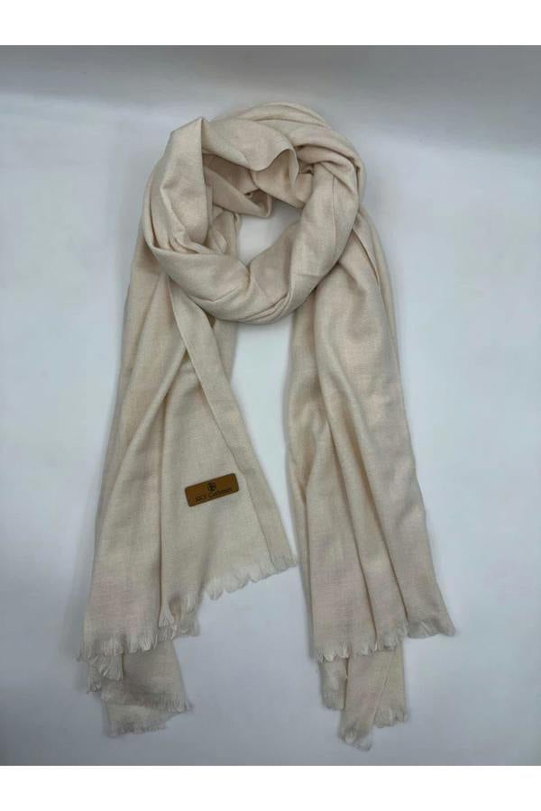 Dyzi Reversible Double-Faced Cream Cashmere-Feel Scarf