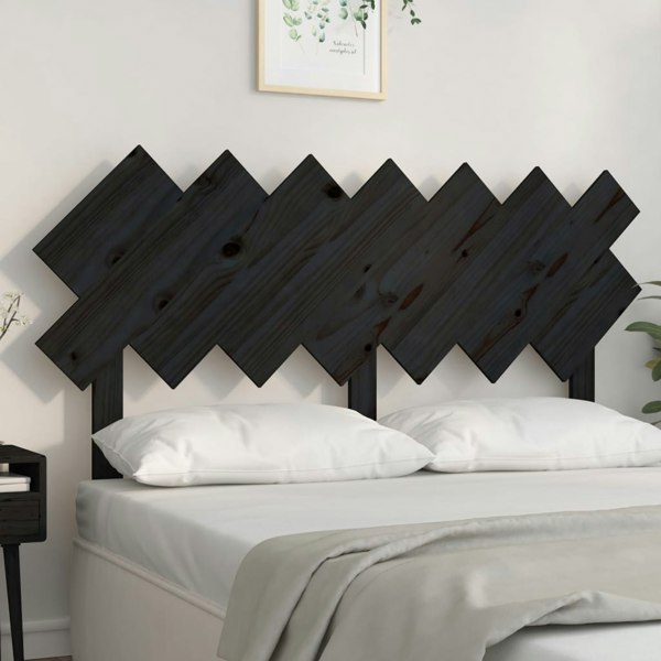Berkfield Bed Headboard Black 141x3x80.5 cm Solid Wood Pine
