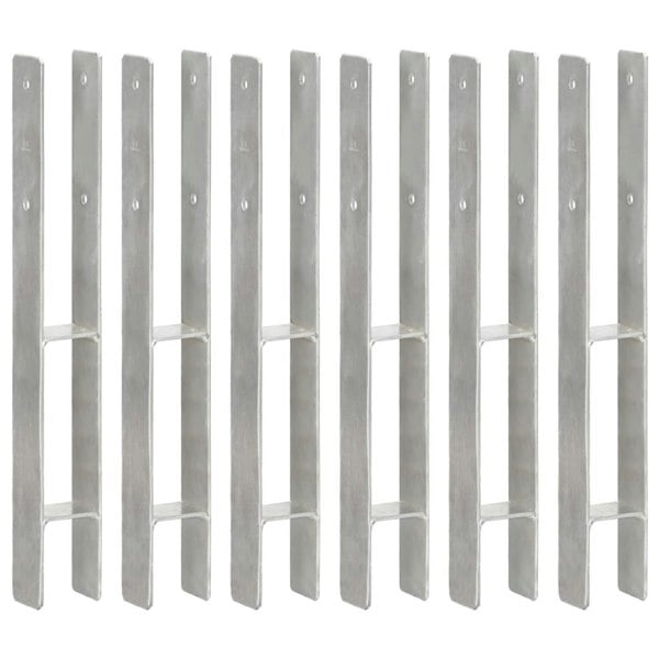 Berkfield Fence Anchors 6 pcs Silver 7x6x60 cm Galvanised Steel