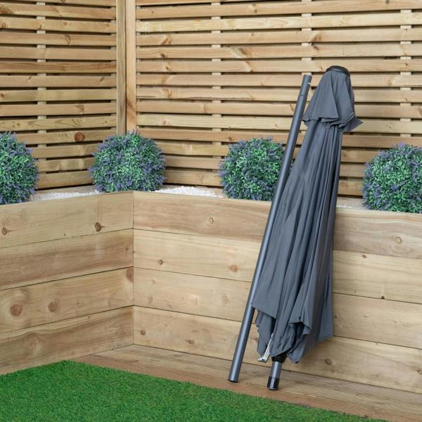 Samuel Alexander 2m Outdoor Garden Parasol Sun Shade with Crank Handle in Grey