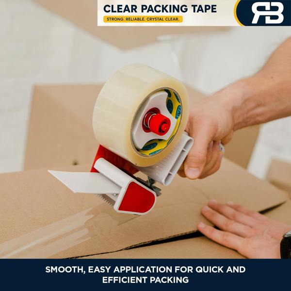 RexBrown Packing Tape 48mm x 66m Clear Brown Fragile Parcel Box Tape 12, 24 or  48 Rolls
