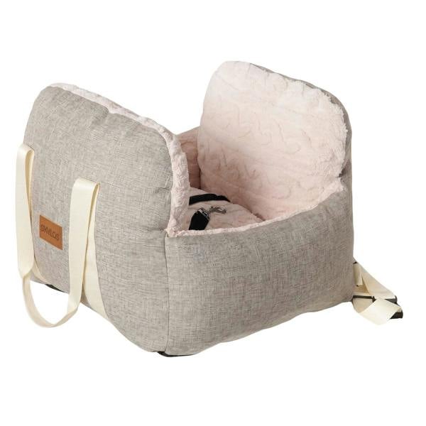 Skylos Dog Car Seat Safe Booster Bed Small Pets Travel Carrier Washable Beige