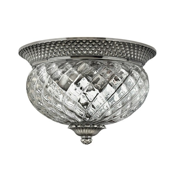 2 Bulb Flush Light Low Ceiling Polished Antique Nickel LED E27 60W Bulb Loops