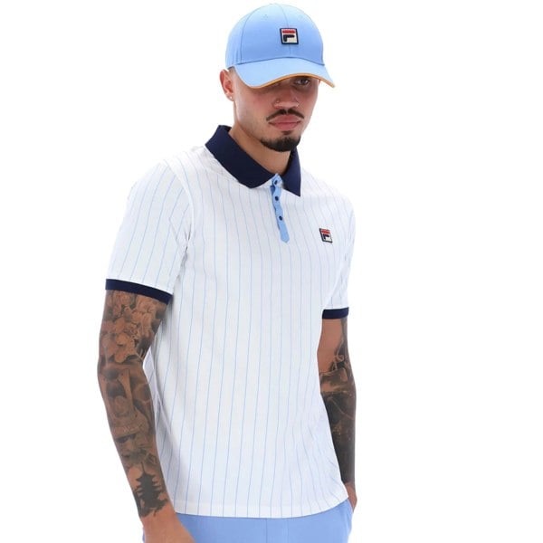 Fila BB1 Classic Striped Polo Shirt White/Fila Navy/Vista Blue