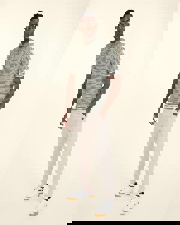 Larsson & Co Knitted Polo Shirt With Horizontal Stripe