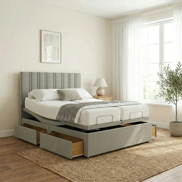 Paradise Beds Siena Electric Adjustable bed With Memory Mattress + Optional Drawers King