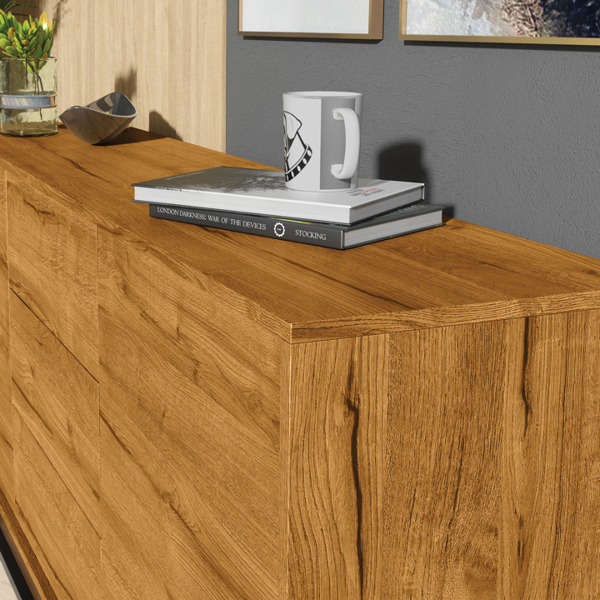 Mex Furniture Bold 160cm Loft Retro Industrial Sideboard Vintage Oak TV Unit Cabinet Cupboard