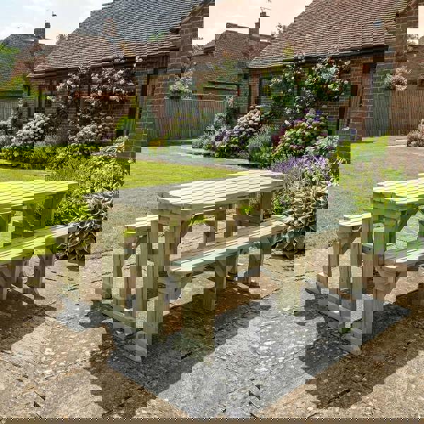 Arbor Garden Solutions Aspen Rounded Picnic Table and Benches Set