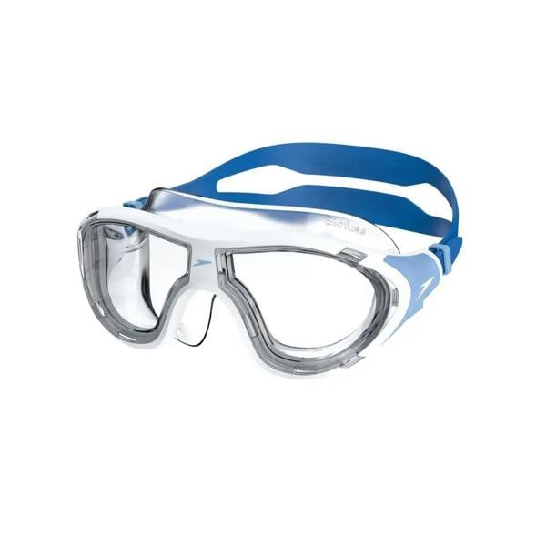 Sleek blue Speedo Biofuse 2.0 swim masks with flexible silicone skirt