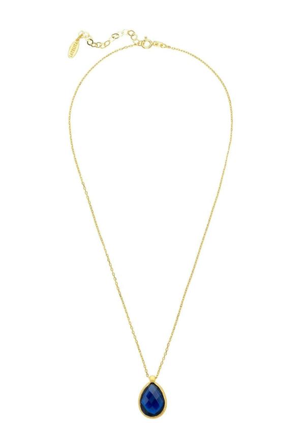 Petite Drop Necklace Gold Sapphire Hydro - LATELITA Necklaces