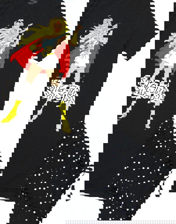 Masters of the Universe Womens Black She-Ra Short Sleeve Long Leg Pyjama Set