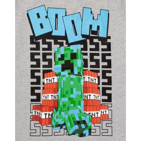 Minecraft Boys Boom T-Shirt - Grey