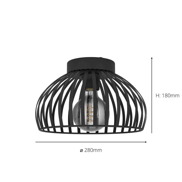 EGLO Mogano 3 Wireframe Black Flush Ceiling Light ⌀: 28cm