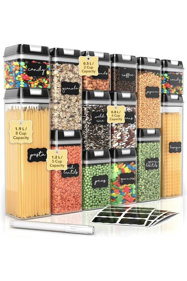 Dyzi Airtight Food Storage Containers Set of 14 Clear Pantry Canisters
