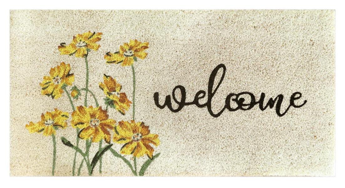 A.Unique Home 15mm Coir Doormat Non-Slip PVC Back - Welcome Colour 40x80cm