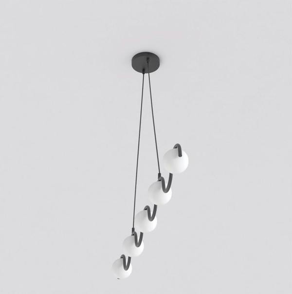 Emibig SINUS Pendant lamp 5 x G9 Black with White Shade