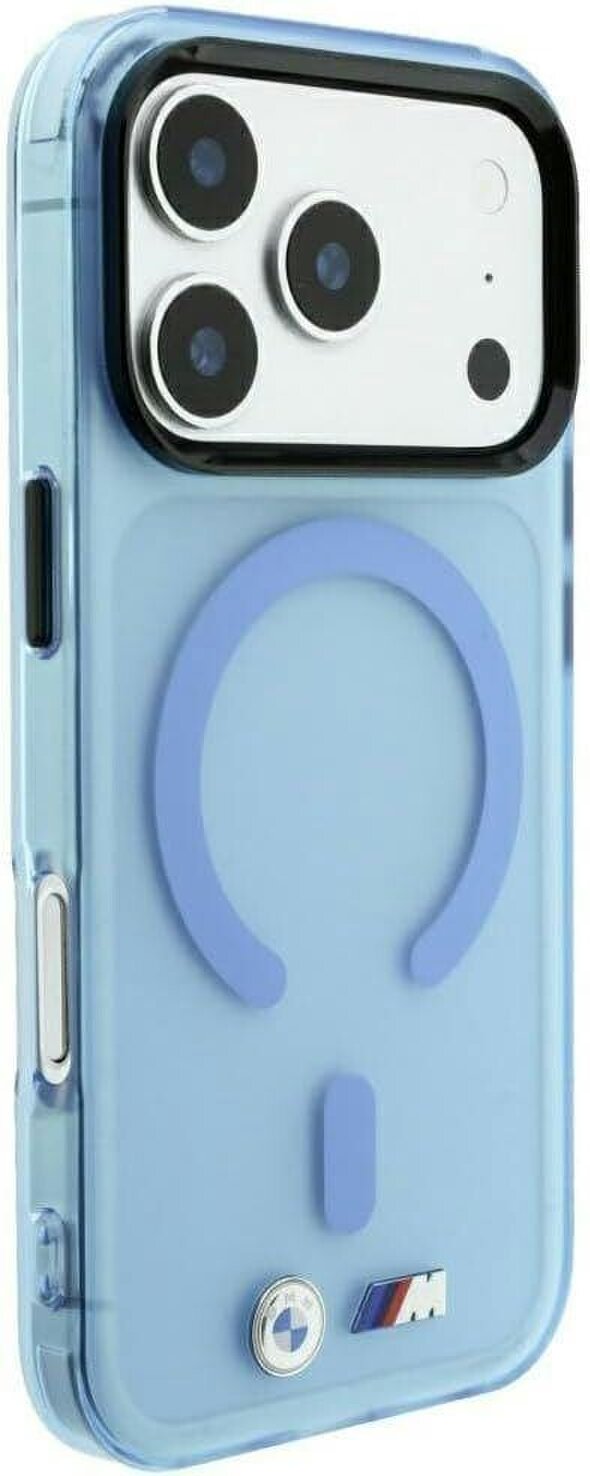 BMW M IML Frosted Metal Logo Trims Case with MagSafe for iPhone 17/18 Pro 6.3" Blue - BMHMP18L26HTFMILB