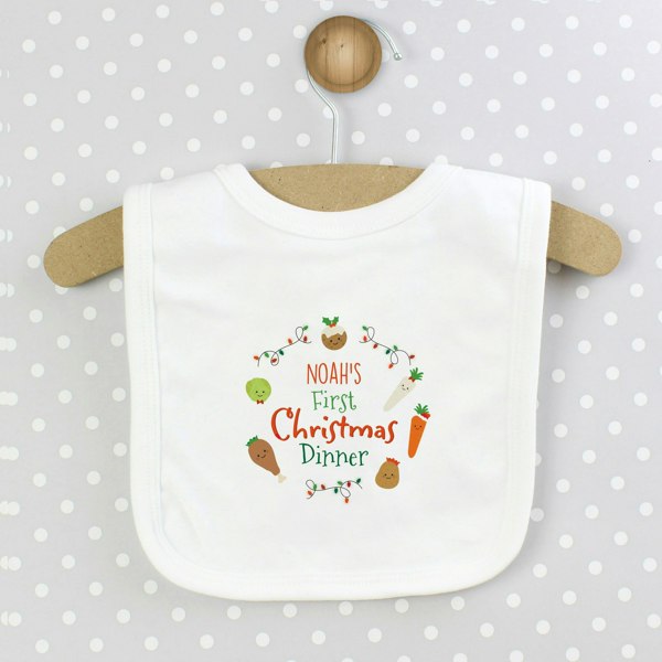 Personalised Memento Company Personalised 'First Christmas Dinner' Bib