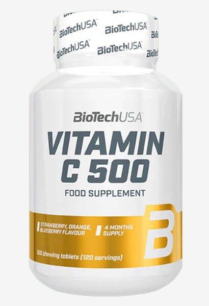 BioTechUSA Vitamin C 500, Strawberry, Orange, Blueberry - 120 chewing tabs