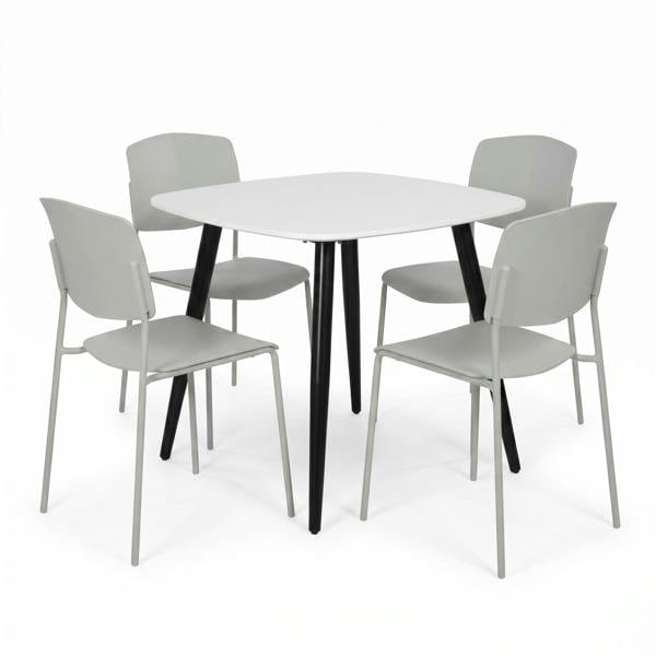 Core Products Aspen Dining Set - White Square Table & 4 Academy Dining Chairs
