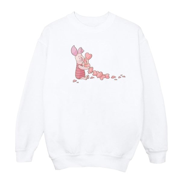 Disney Womens Winnie The Pooh Piglet Chain Of Hearts Sweatshirt - White