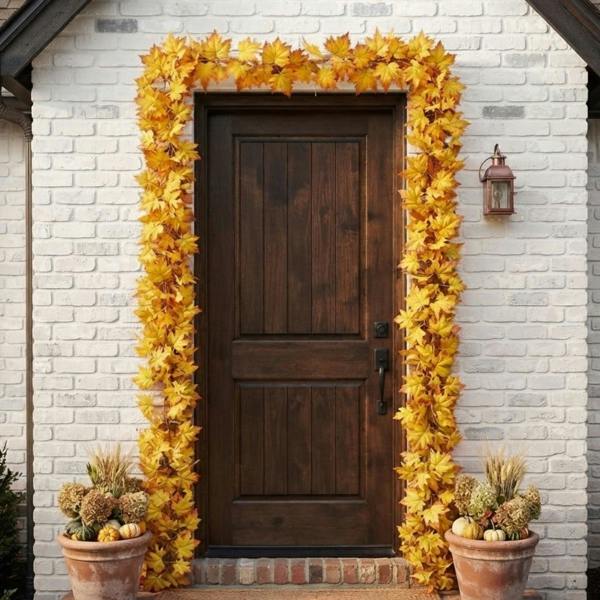 Garden Greatness 8ft Autumn Leaf Yellow Door Garland