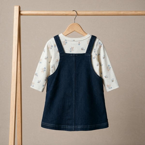 Mini Cuddles Floral Pinny with Top (Blue & White)