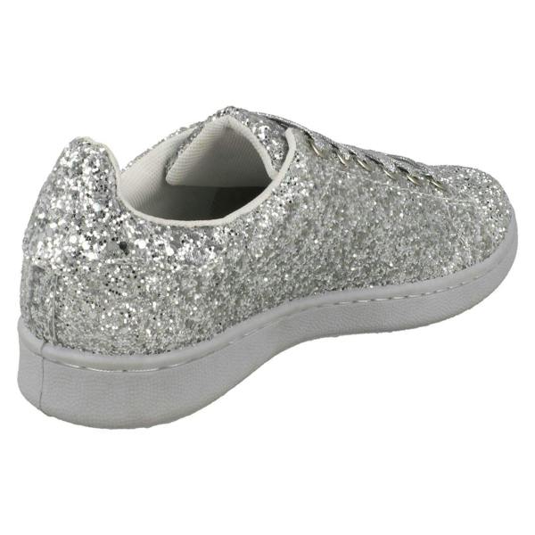 Spot On Ladies Spot On Glittery Lace Up Trainers