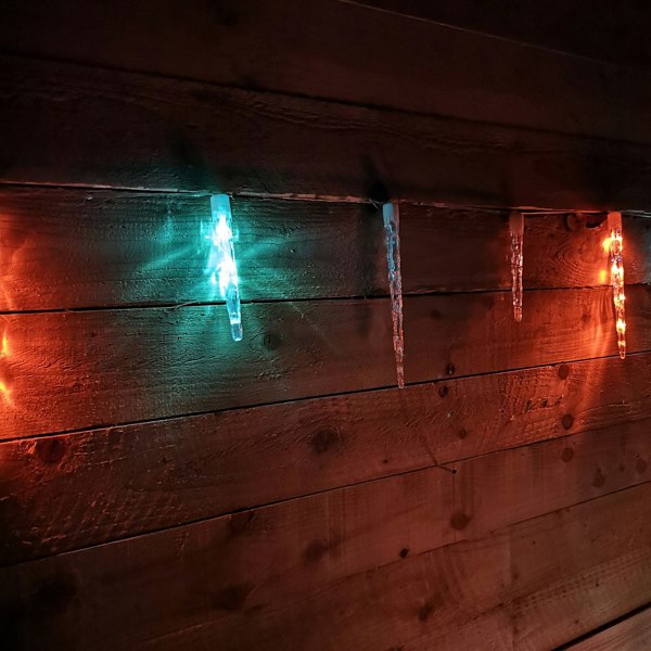 Samuel Alexander 72 LED 6.9m Premier 24 Indoor Outdoor Icicle Shape Christmas Chaser Lights in Rainbow