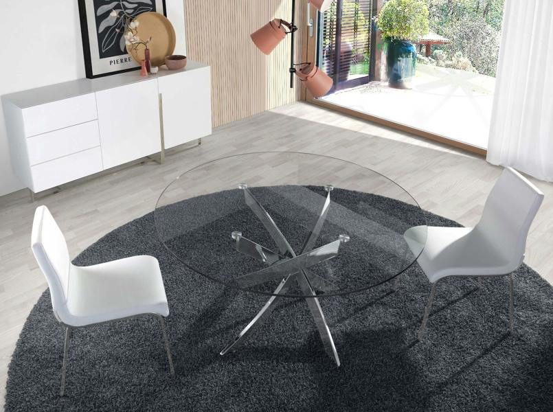 Angel Cerdá White Wood and Chrome-plated Steel Sideboard 3051