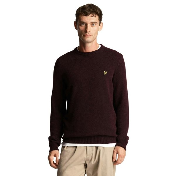 Lyle & Scott Crew Neck Lambswool Marl Blend Jumper - Burgundy